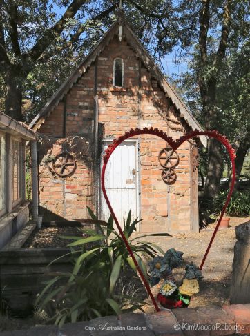 A heart made by local 'yarn bombing' artists Margaret Summerton and Robina Summers who had a residency at Montsalvat in September 2013.